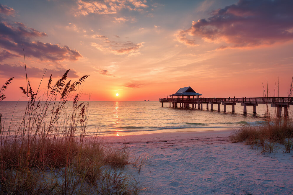 a pier on a beach